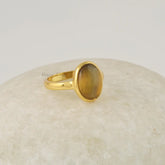 Natural Tiger Eye Ring, 9x11mm Oval Gemstone Silver Ring, 18k Gold Plated Ring Jewelry, 925 Sterling Silver Bezel Ring, Gemstone Jewelry